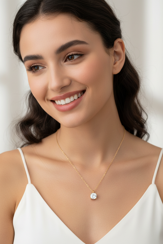 Solitaire CZ necklace and earring set