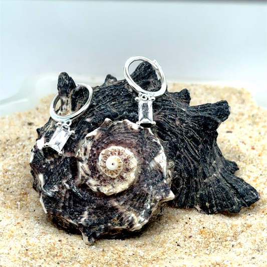 Rectangular Zirconia Drop Huggies