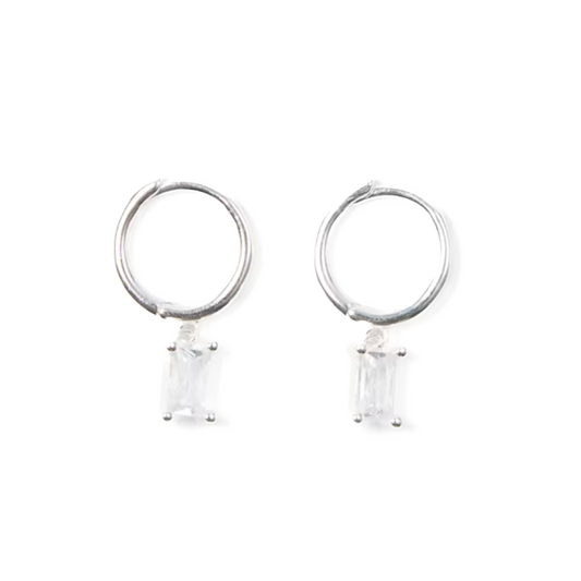 Rectangular Zirconia Drop Huggies