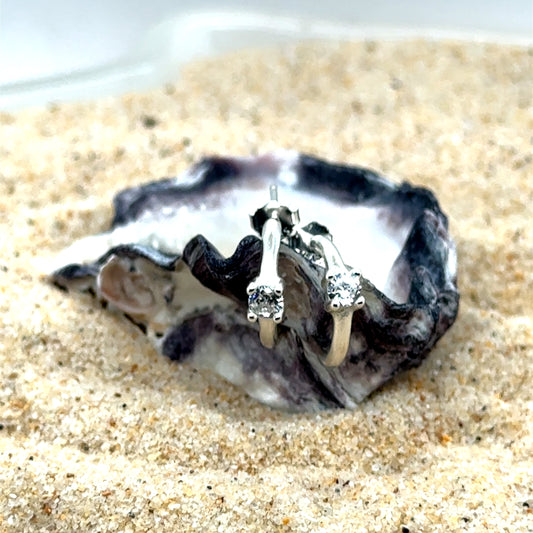 Half Circle Round Zirconia Studs