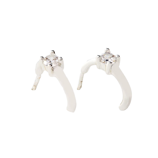 Half Circle Round Zirconia Studs