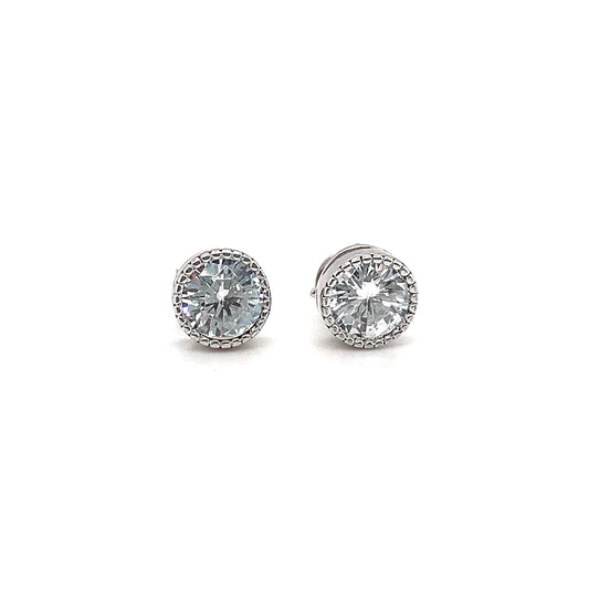 Sybella Rounded Silver Cubic Zirconia Studs 6mm | Iluka Jewellery