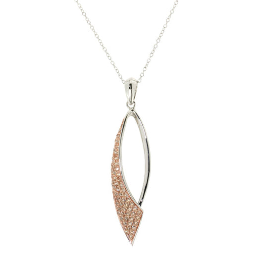 Sterling Silver Open Drop Champagne Colour Cubic Zirconia Pendant - Paddington Jeweller - OJ Co