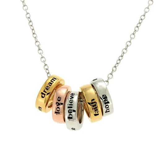 Sterling silver spiritual tri-tone plated rings and chain - iluka jewellery