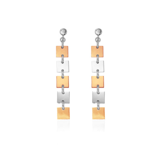 Fraboso® Sterling Silver and Rose Gold Plated Square Geometric Drop Earrings - Paddington Jeweller - OJ Co