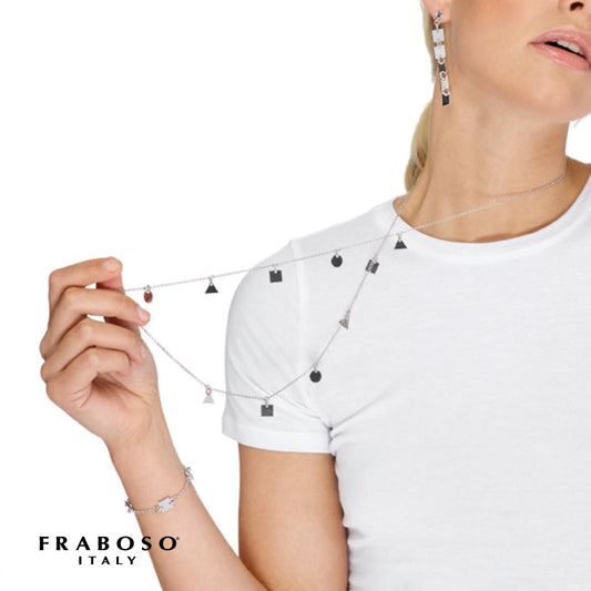 Fraboso® Sterling Silver and Rose Gold Plated Square Geometric Drop Earrings - Paddington Jeweller - OJ Co