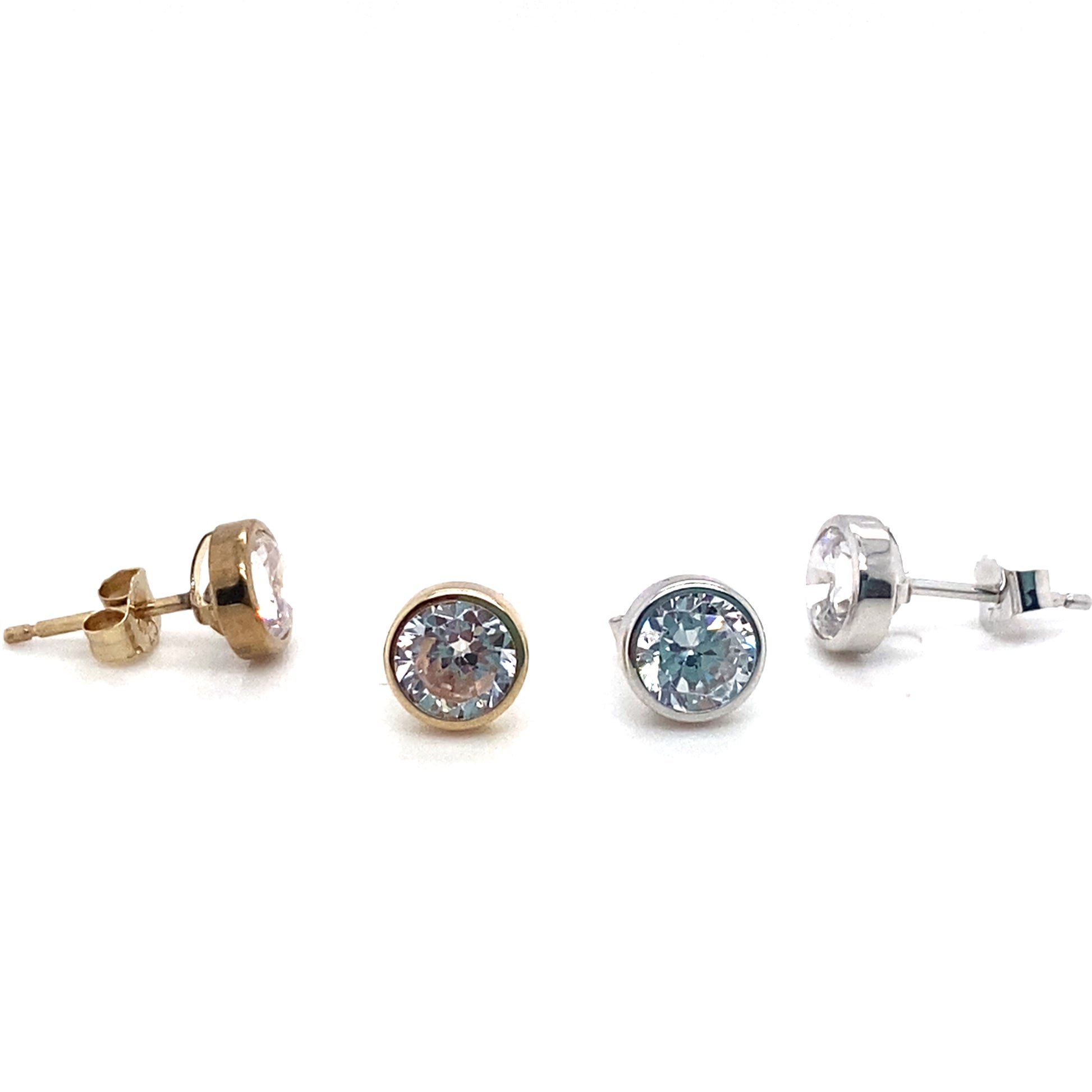 Cubic 6mm Bezel Set Stud Earrings 9kt Gold | Iluka Jewellery