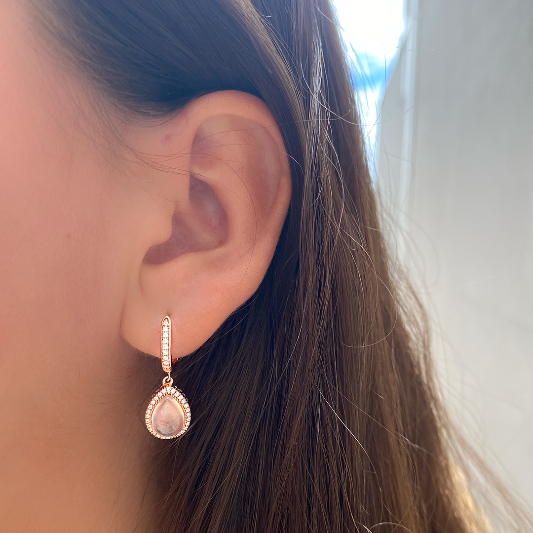 Rose Quartz Tear Drop Earrings