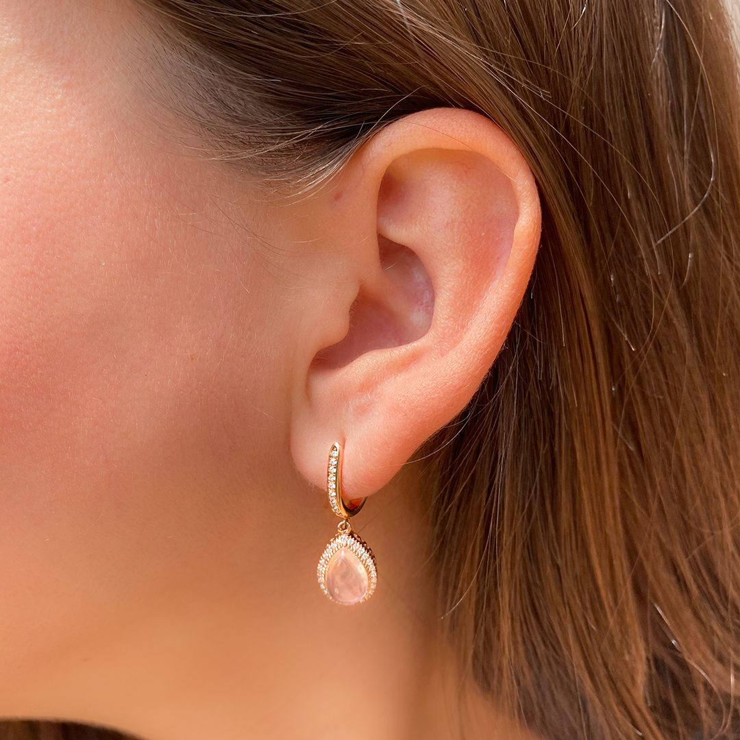 Rose Quartz Tear Drop Earrings