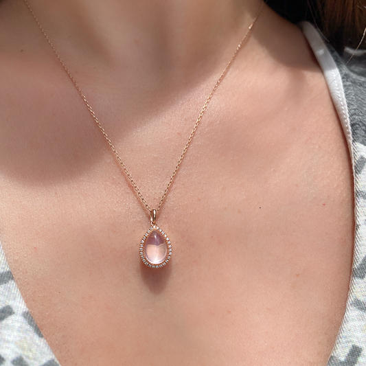 Rose Quartz Tear Drop Necklace