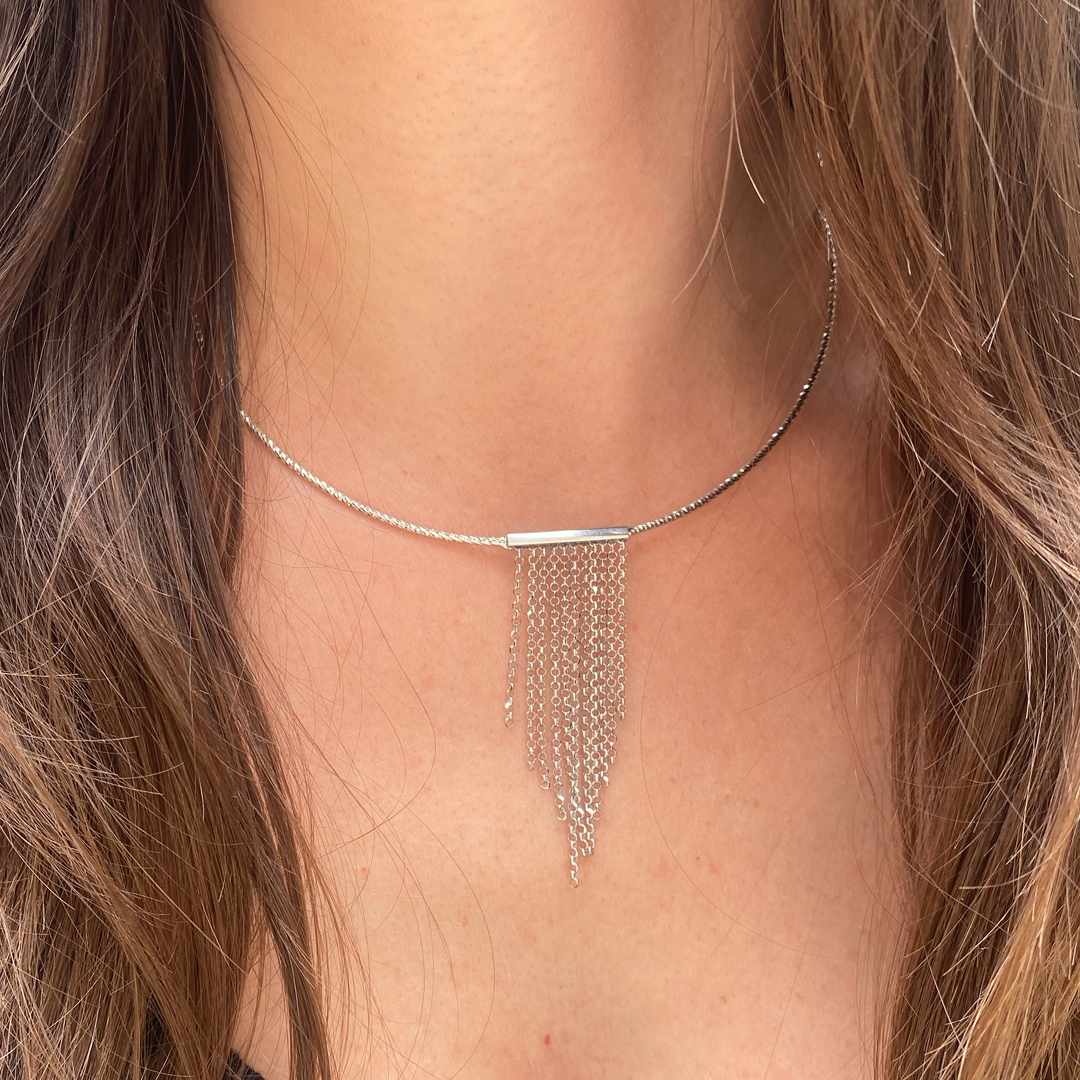 Geometric Tassel Bar Necklace