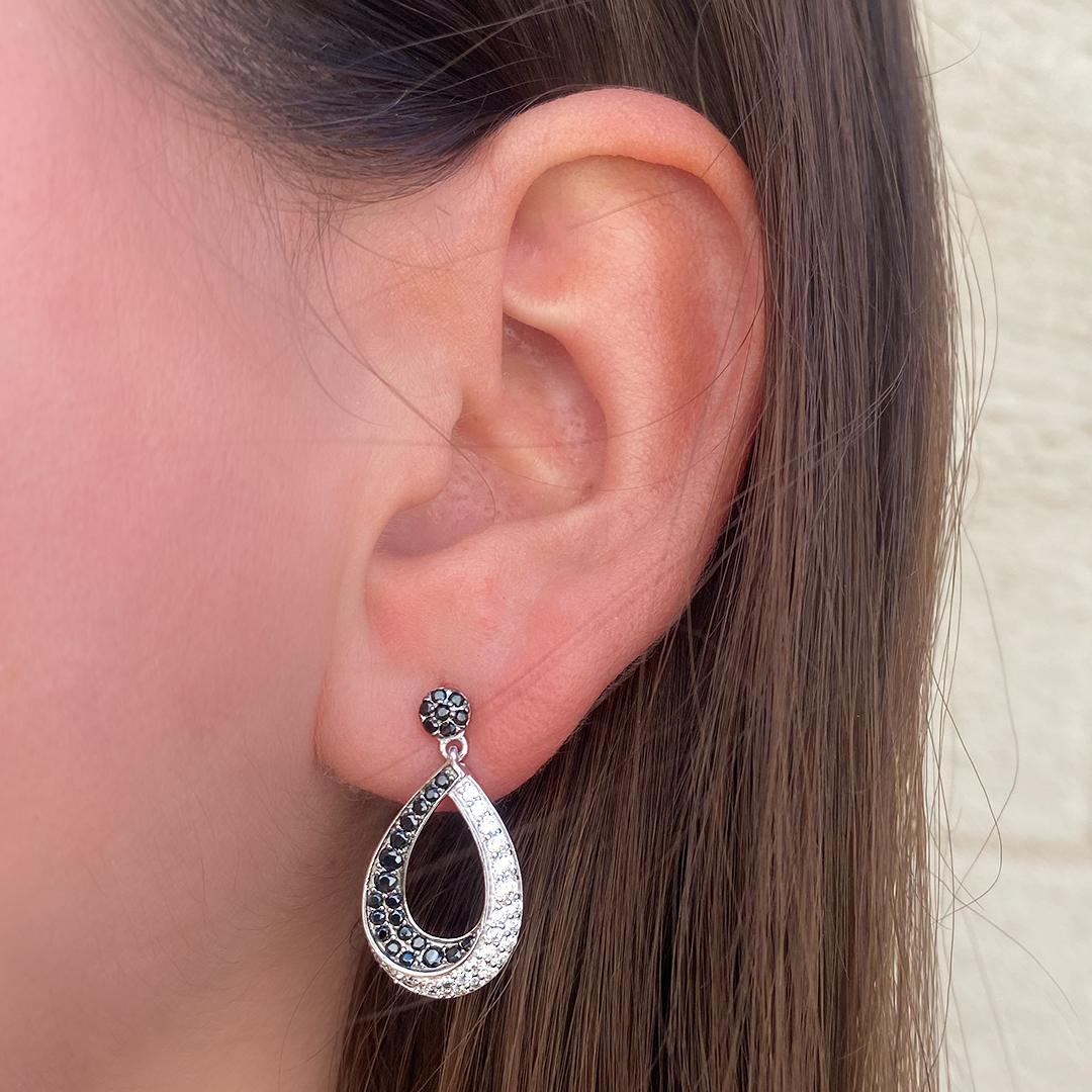 Lunar Drop Cubic Silver Earrings