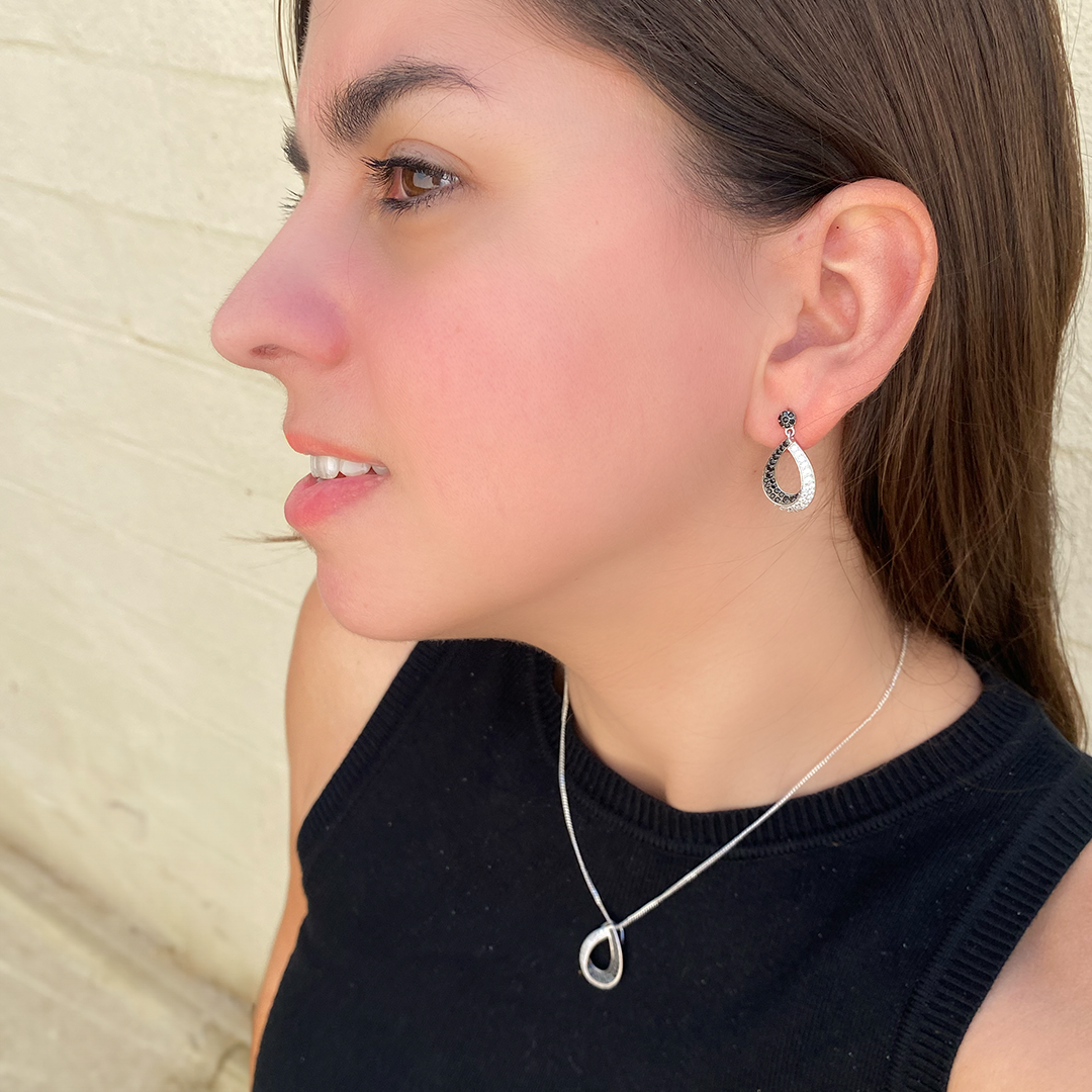 Lunar Drop Cubic Silver Earrings