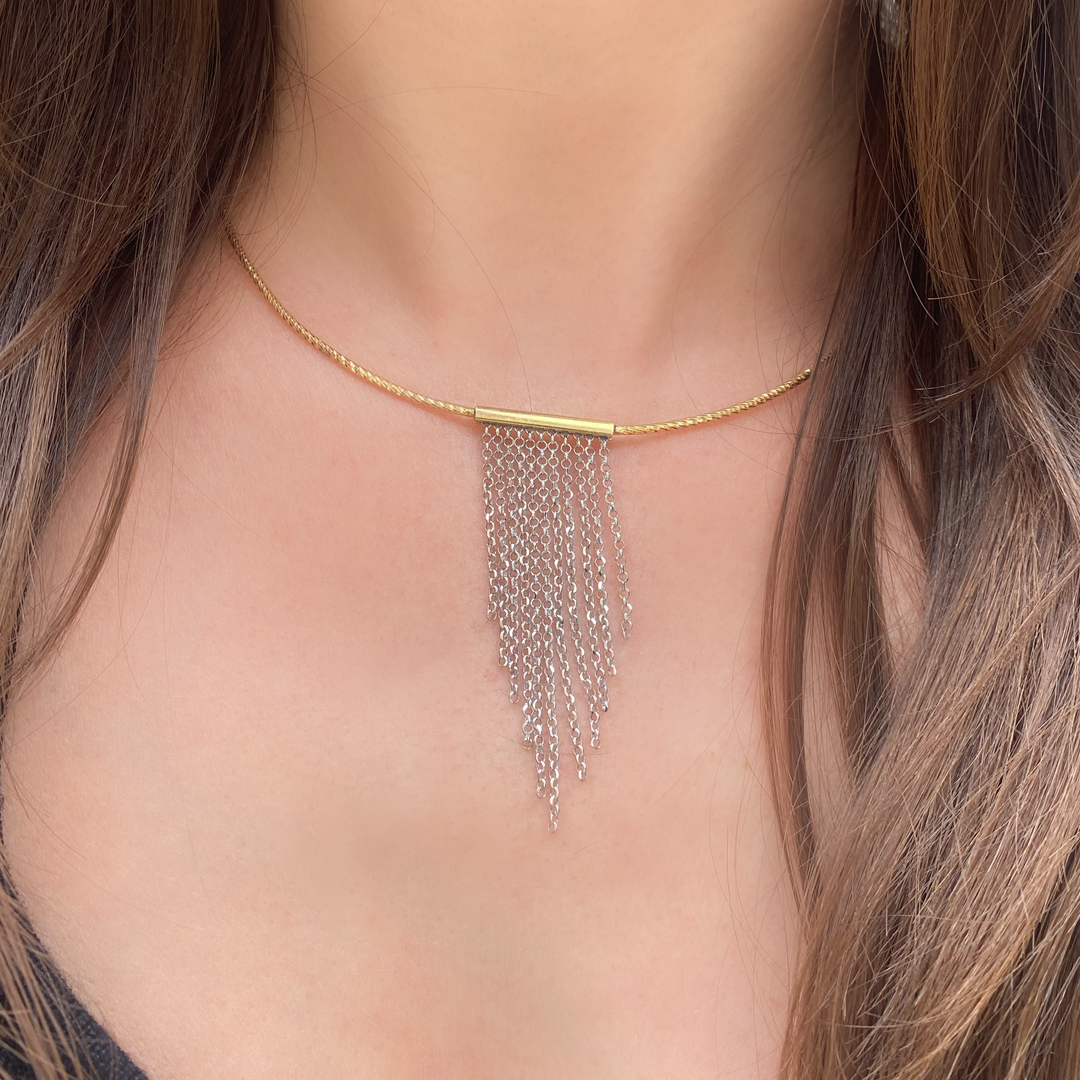 Geometric Tassel Bar Necklace