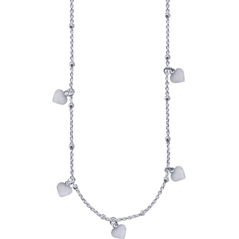 Chain Cable & Faceted Ball Necklet with Hearts