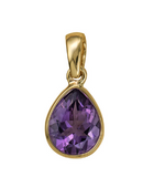 Natural Amethyst Bezel Set Teardrop Gold Pendant | Iluka Jewellery