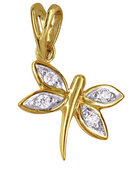 White Cz Dragonfly Pendant Gold Pendant | Iluka Jewellery