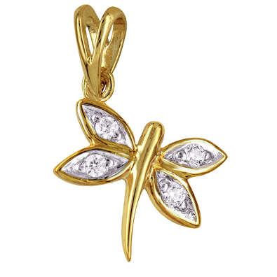 White Cz Dragonfly Pendant Gold Pendant | Iluka Jewellery