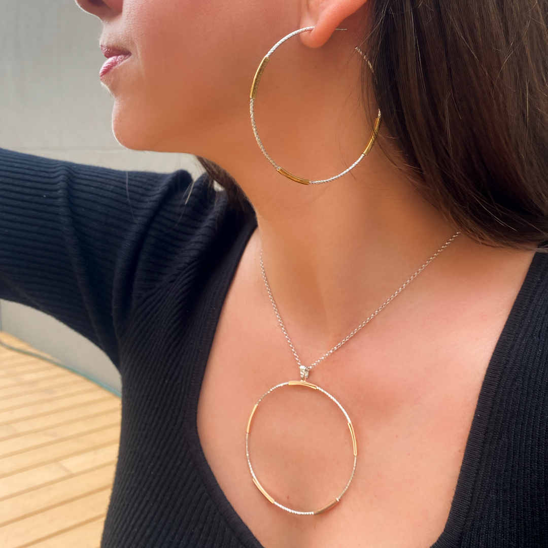 Open Circle Rose Gold Silver Pendant Chain Iluka Jewellery