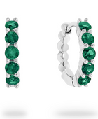 Single-Row Claw Set Emerald Stones Huggies Earrings Gold| Iluka Jewellery