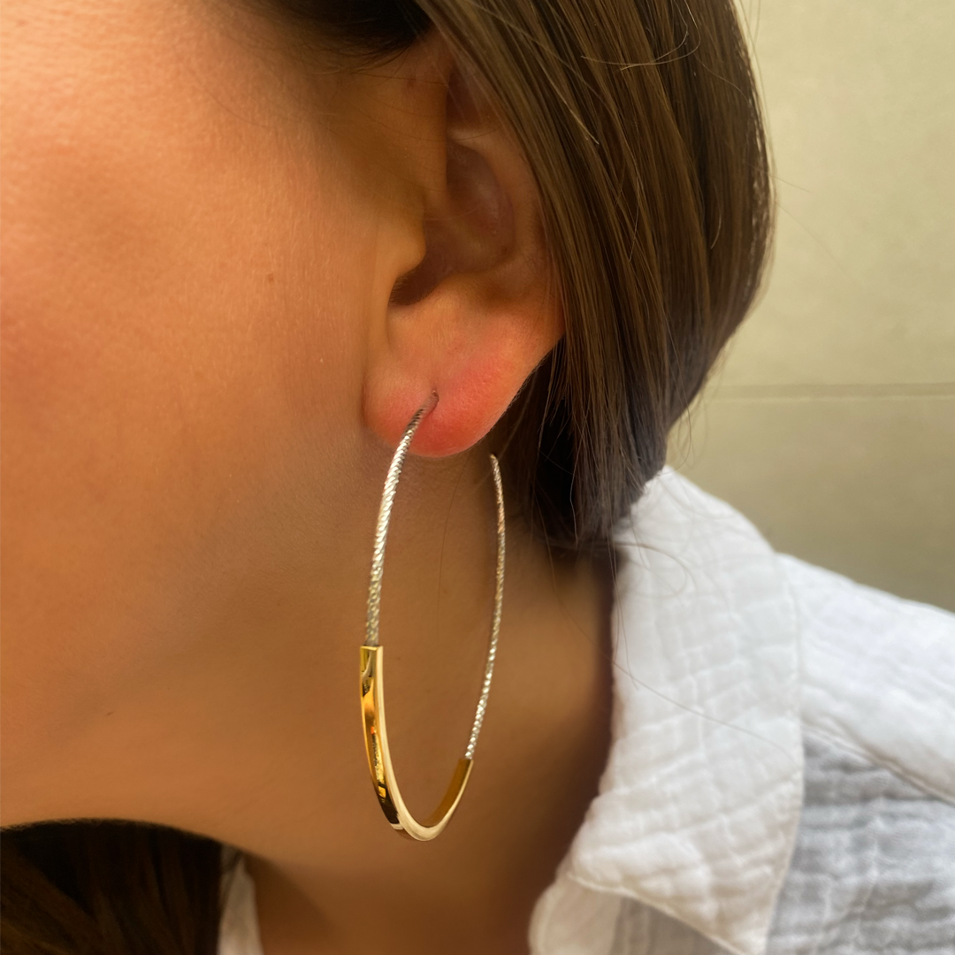 Shimmering Bar Hoop Earrings