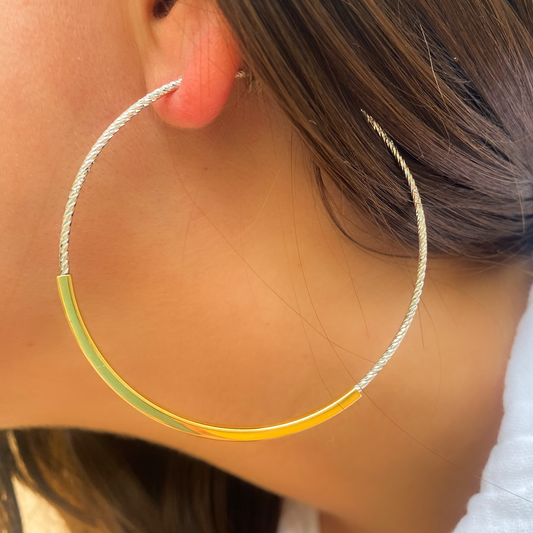 Shimmering Bar Hoop Earrings