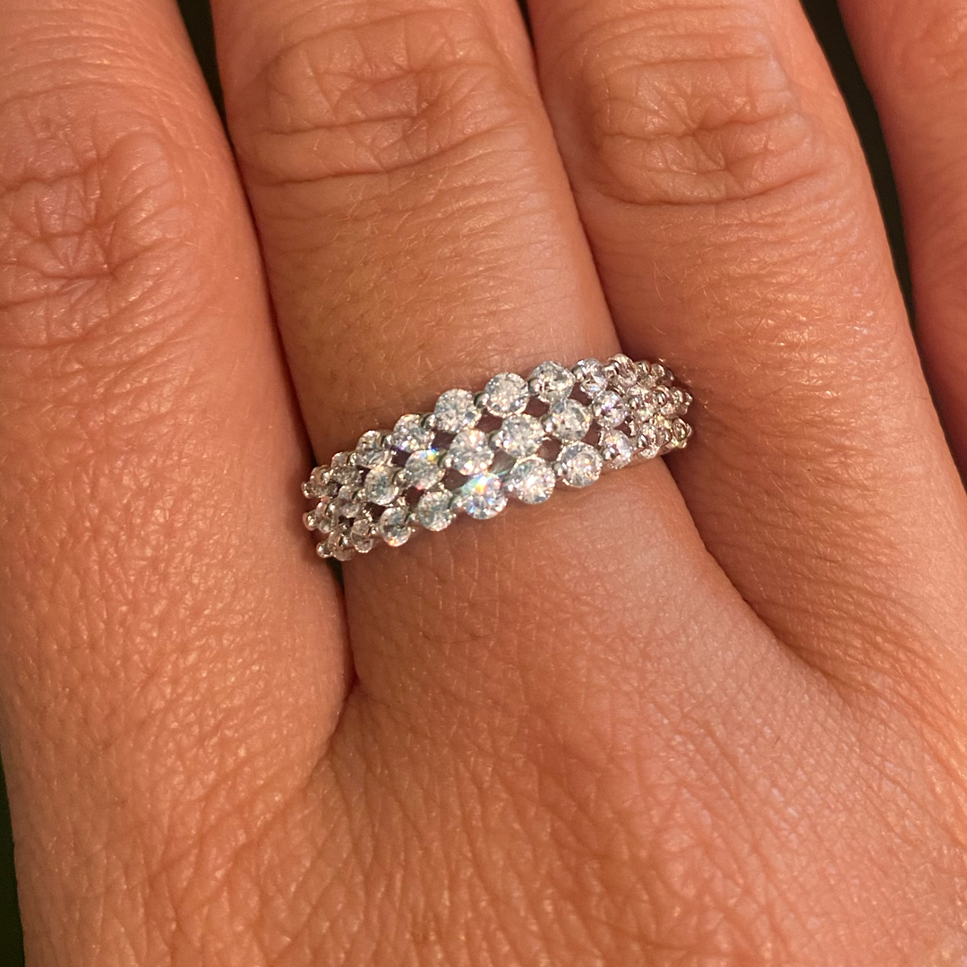 CZ 3 Rows Ring