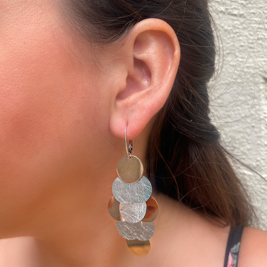 Two Tones Disc Earrings