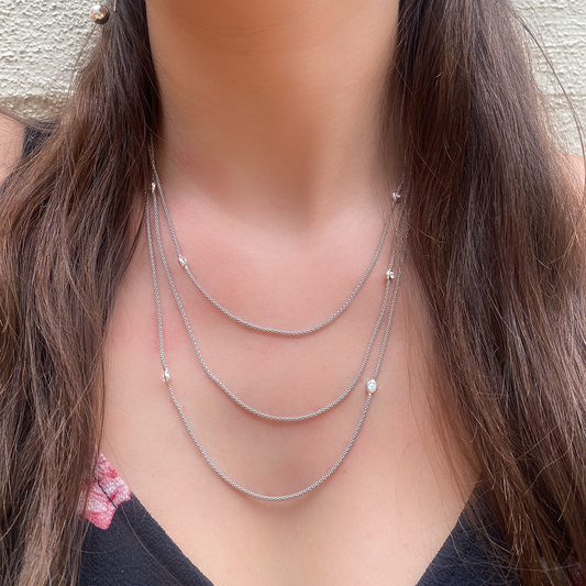 Three Layered Silver Necklace