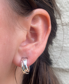 Triple Row Huggie Hoop Earrings