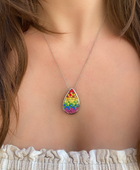 Rainbow Swarovski Crystal Tear Necklace