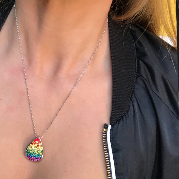 Rainbow Swarovski Crystal Tear Necklace | Iluka Jewellery