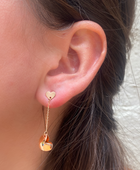 Double Heart Rose Gold Drop Earrings