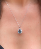 London Blue Topaz & Cubic Pendant and Chain