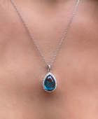 London Blue Topaz & Cubic Pendant and Chain