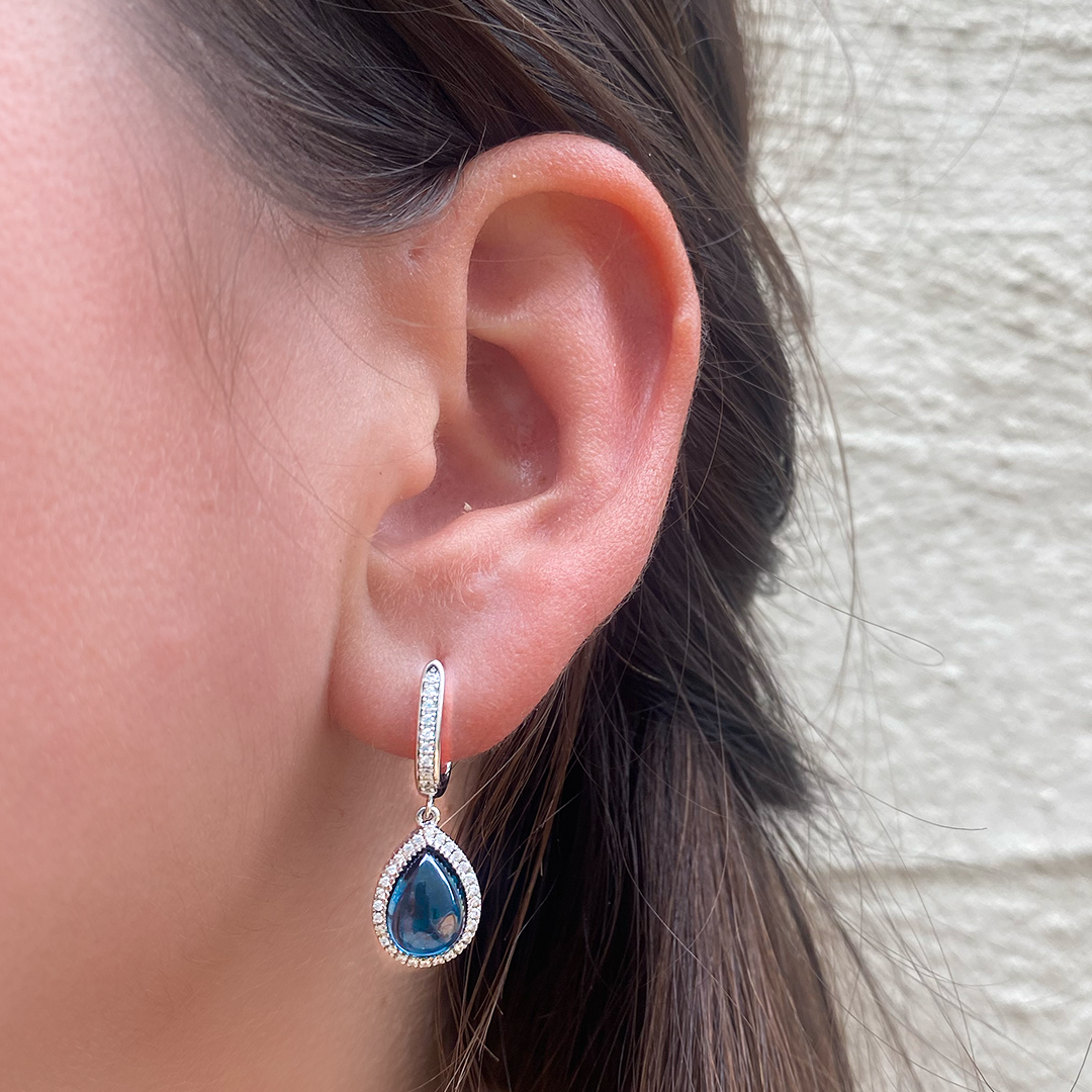 London Blue Topaz & Cubic Silver Earrings