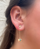 Double Flower Gold Drop Earrings