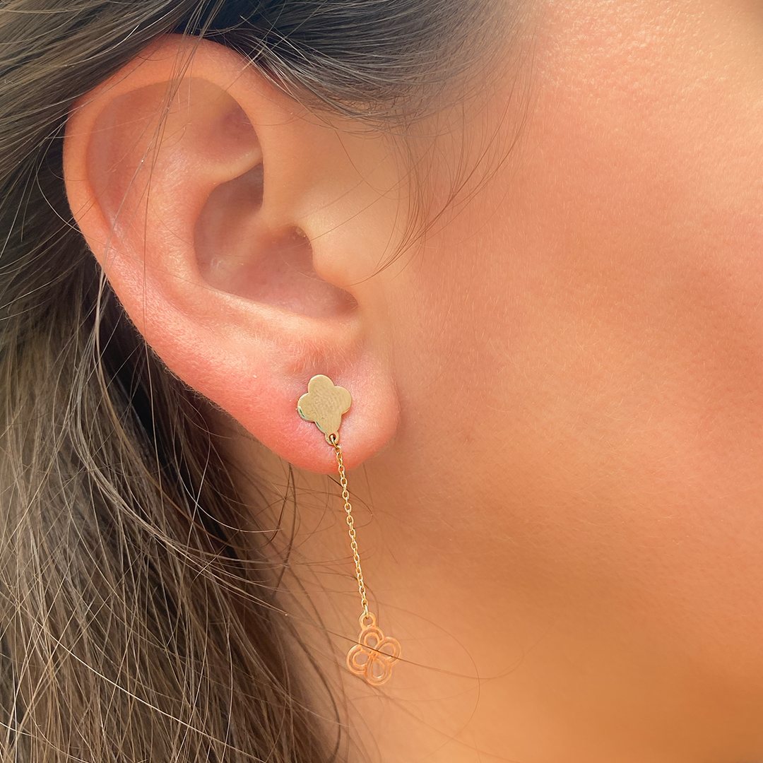 Clover Drop Gold Earrings