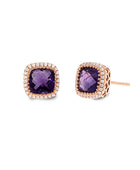 Amethyst and Cubic Zirconia Rose Earrings