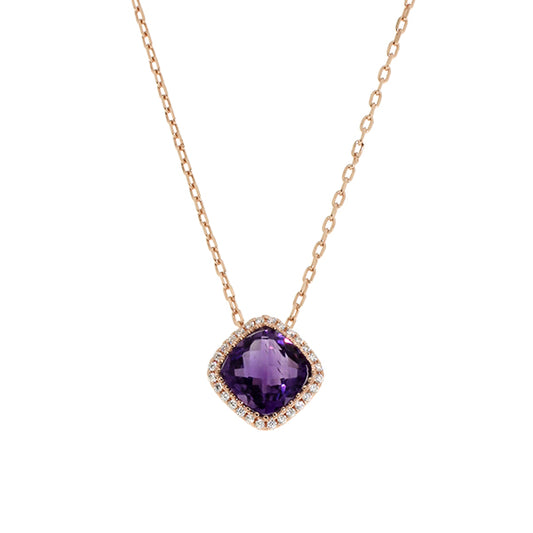 Amethyst and Cubic Zirconia Rose Necklace