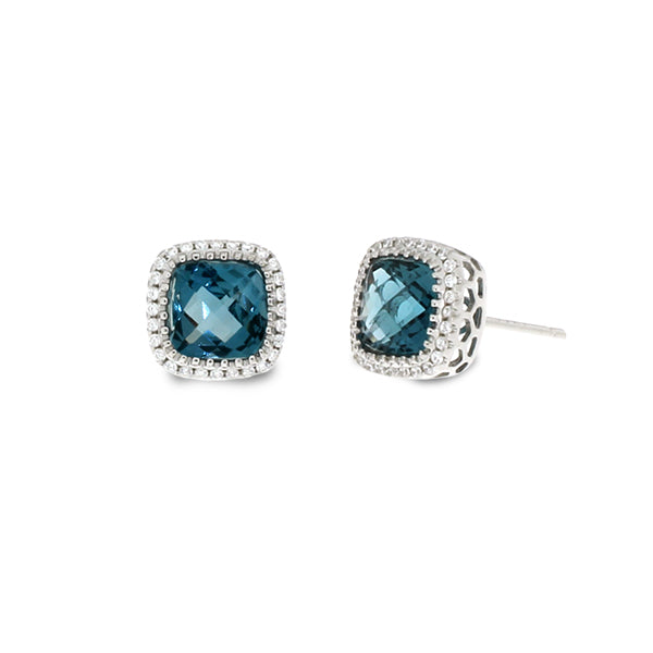 London Blue Topaz & Cubic Silver Earrings | Iluka Jewellery