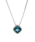 London Blue Topaz & Cubic Zirconia  Silver Pendant and Chain | Iluka Jewellery