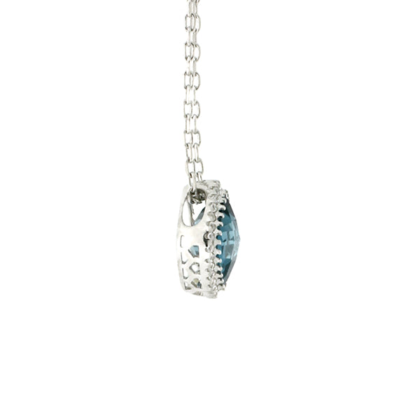 London Blue Topaz & Cubic Zirconia  Silver Pendant and Chain | Iluka Jewellery