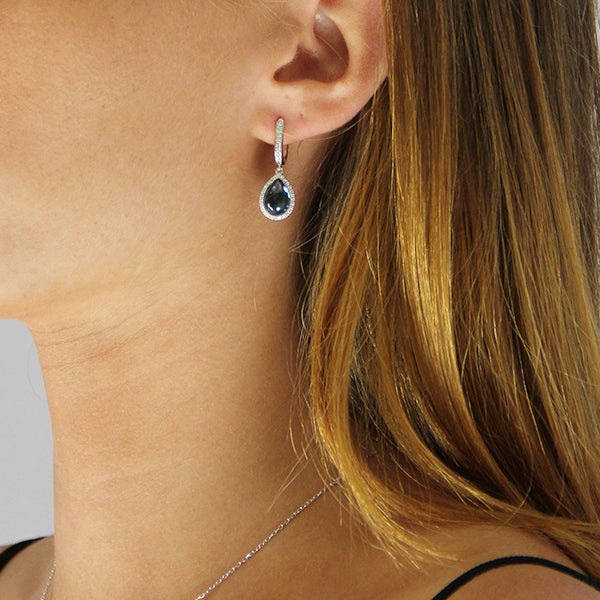 London Blue Topaz & Cubic Silver Earrings | Iluka Jewellery