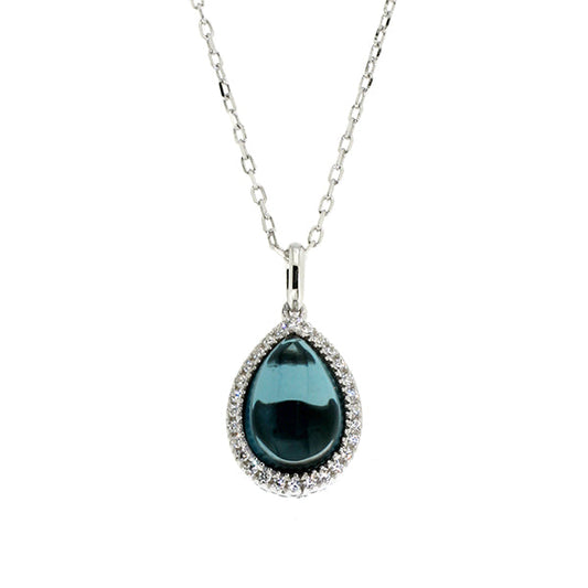 London Blue Topaz & Cubic Pendant and Chain | Iluka Jewellery