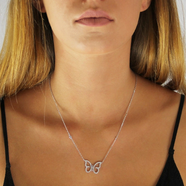 Cubic Butterfly Silver Necklace | Iluka Jewellery