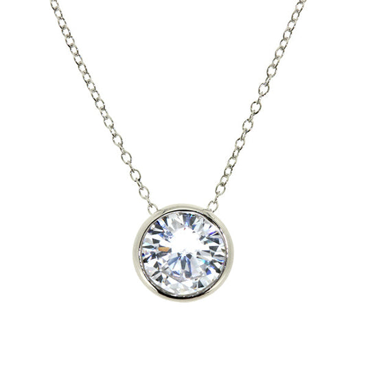 Cubic Zirconia Bezel Silver set - Pendant & Chain | Iluka Jewellery