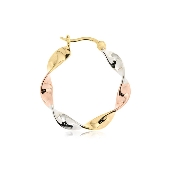 Elise Tri Tone Silver Twist Hoops | Iluka Jewellery