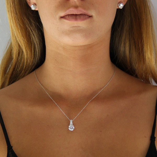 Cubic Zirconia Claw Silver Set Pendant | Iluka Jewellery