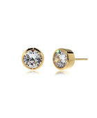 Sterling silver 8mm round bezel Cubic Zirconia studs in rhodium plating -  Iluka Jewellery